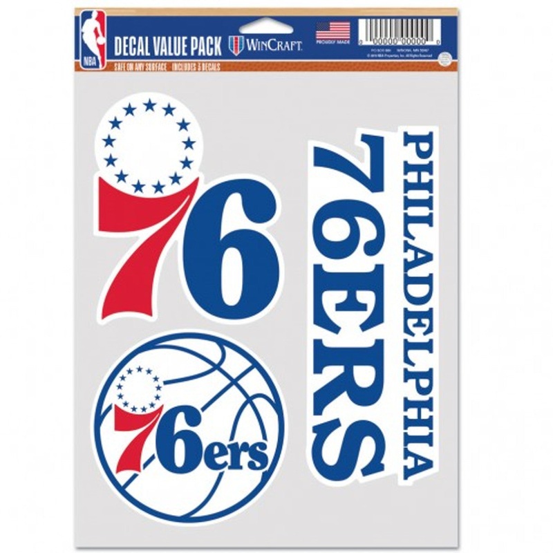 Wincraft Philadelphia 76ers Fan 3 Pack Multi Use Decal