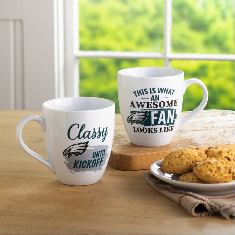 Evergreen Enterprises Philadelphia Eagles 17oz 2 Piece Ceramic Coffee Mug Set with Gift Box