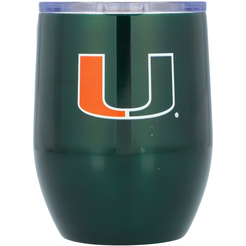 Logo Brands Miami Hurricanes 16oz Stainless Steel Curved Travel Tumbler