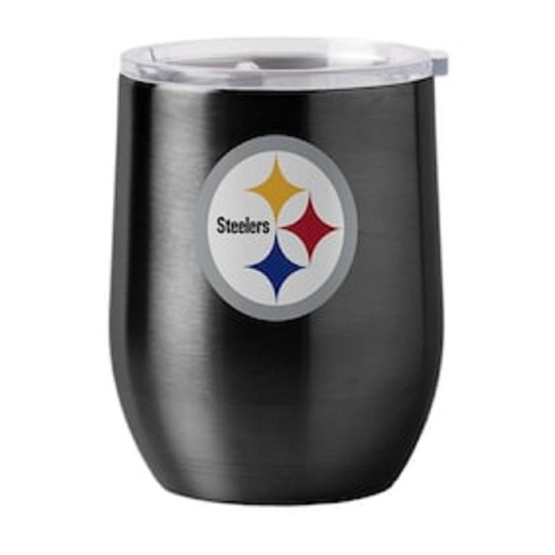 Logo Brands Pittsburgh Steelers 16oz Stainless Steel Curved Travel Tumbler