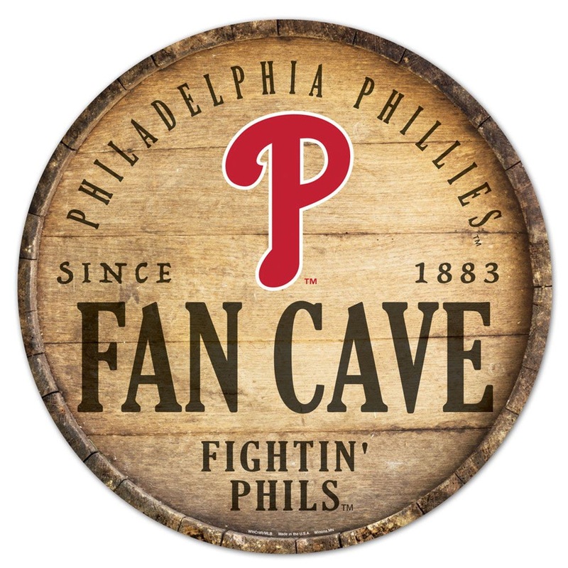 Wincraft Philadelphia Phillies 14 Inch Round Barrel Top Design Wood Sign