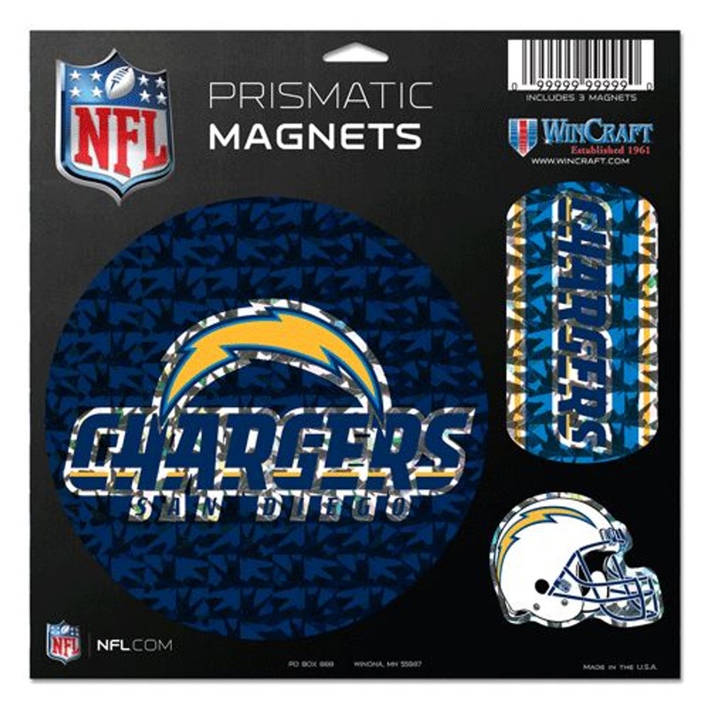 Wincraft San Diego Chargers Set of 3 Prismatic Die Cut Magnets 11×11