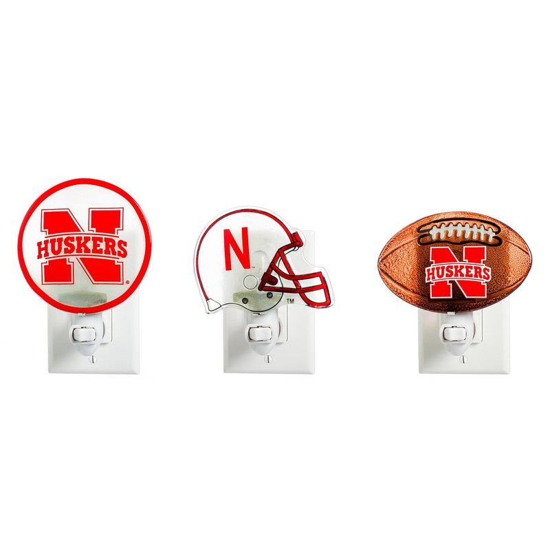 EVERGREEN Nebraska Cornhuskers 3 Assorted 18 Piece Glass Night Light