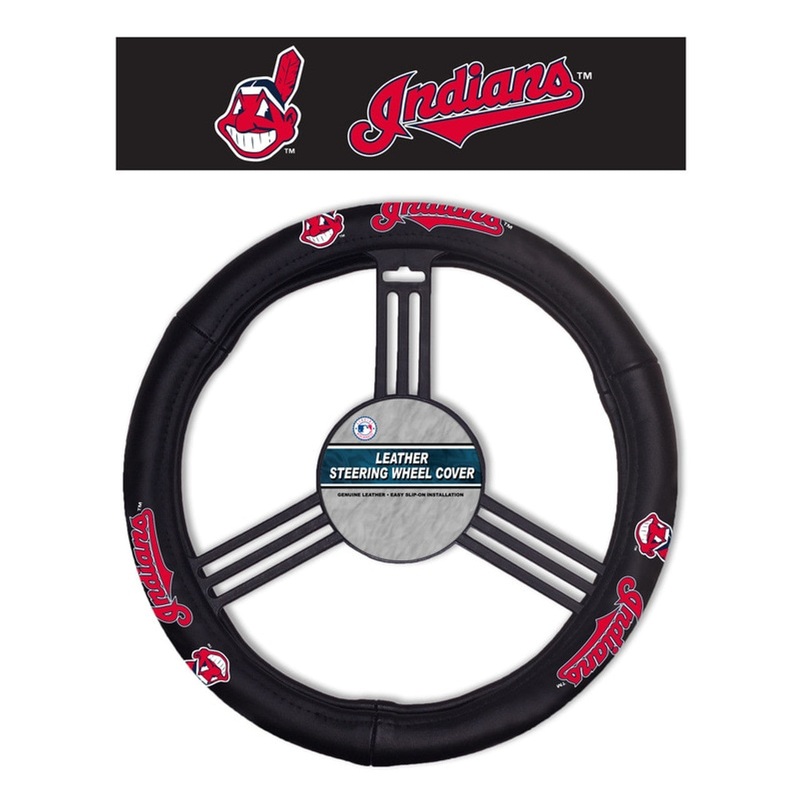 Fremont Die Cleveland Indians Leather Steering Wheel Cover