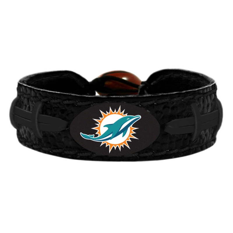 Gamewear Miami Dolphins Color Tonal Black Football Bracelet Team