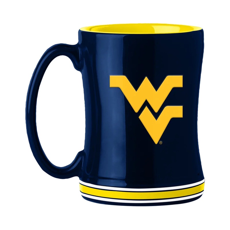 Logo Brands West Virginia Mountaineers 14oz Team Color Sculpted Relief Coffee Mug
