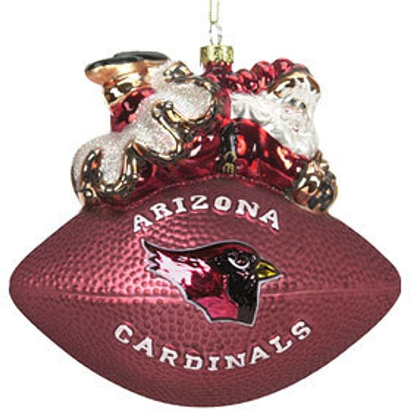 SC Sports Arizona Cardinals 5 1/2 Inch Peggy Abrams Glass Football Ornament
