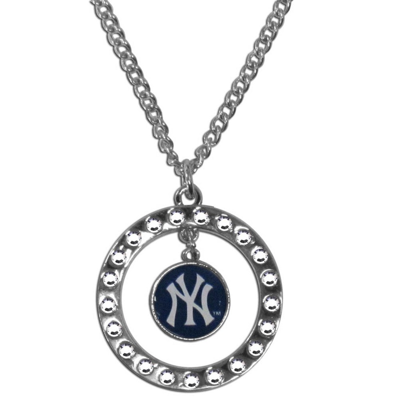 Siskiyou New York Yankees Rhinestone Hoop Chain Necklace