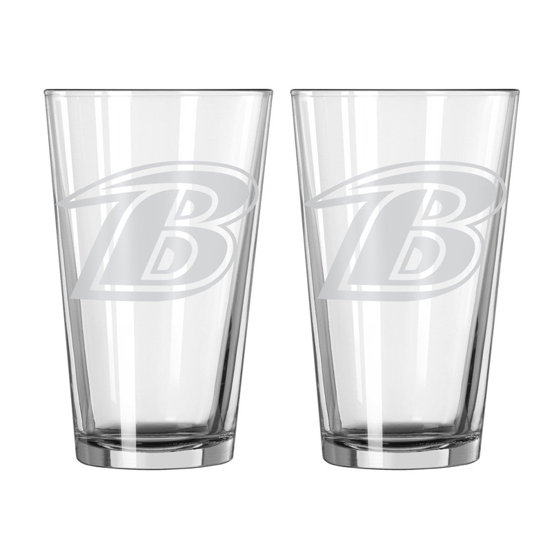 Logo Brands Baltimore Ravens Frost Design 2 Piece Pint Glass Set