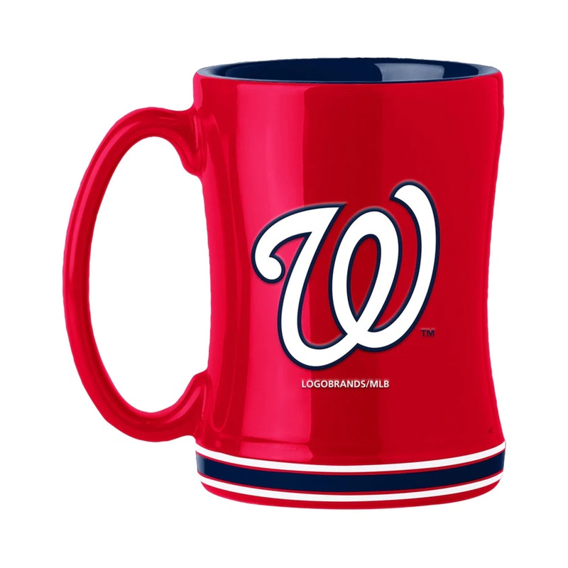 Logo Brands Washington Nationals 14oz Team Color Sculpted Relief Coffee Mug