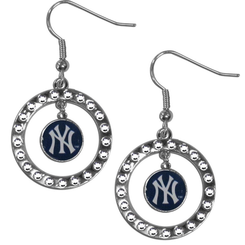 Siskiyou New York Yankees Hoop Rhinestone Earrings
