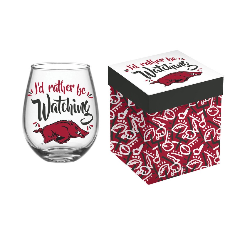 Evergreen Enterprises Arkansas Razorbacks 17oz Stemless Wine Glass