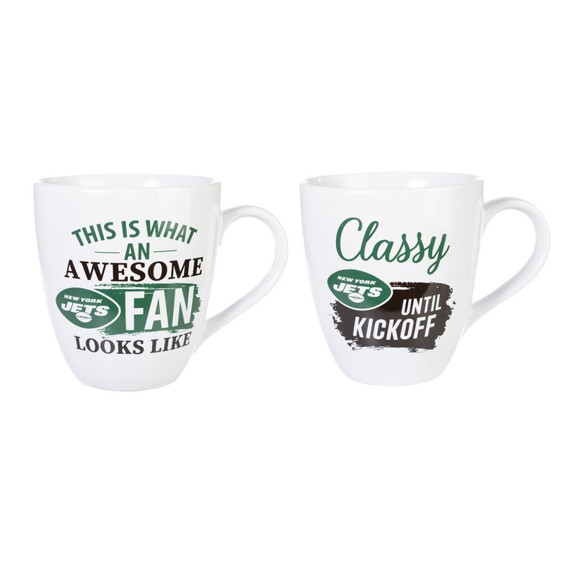 Evergreen Enterprises New York Jets 17oz Ceramic 2 Piece Coffee Mug Set with Gift Box