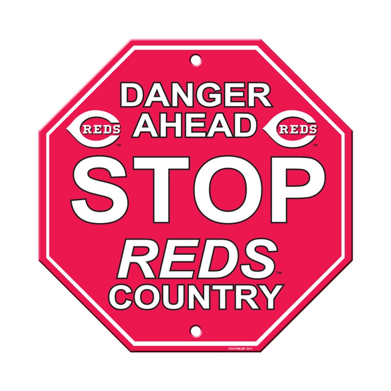 Fremont Die Cincinnati Reds Plastic Stop Style Sign 12×12