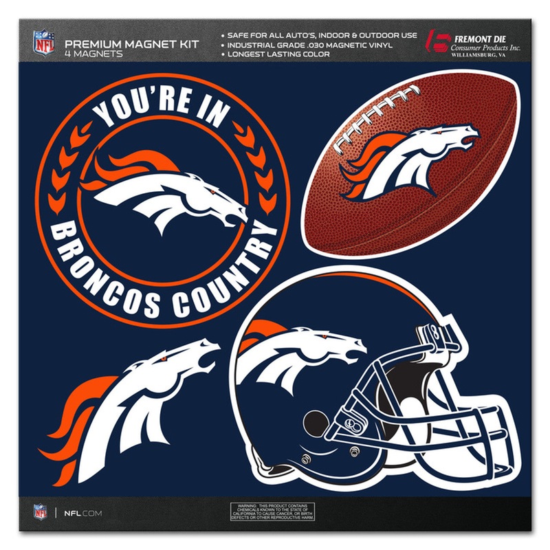 Fremont Die Denver Broncos 4 Piece Magnet Kit