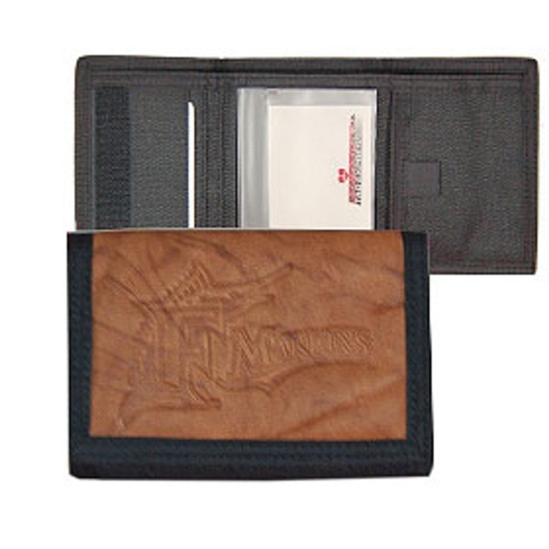 Rico Industries Florida Marlins Leather/Nylon Embossed Tri-Fold Wallet