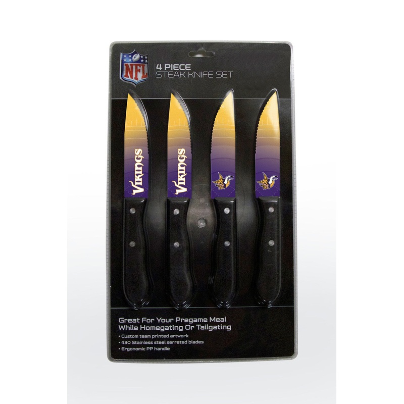 The Sports Vault Minnesota Vikings 4 Pack Steak Knife Set