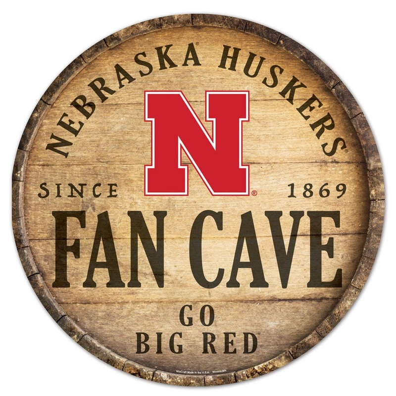 Wincraft Nebraska Cornhuskers 14 Inch Round Barrel Top Design Wood Sign