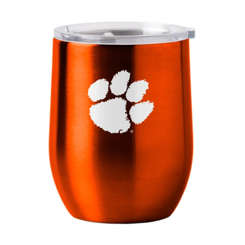 Logo Brands Clemson Tigers 16oz Stainless Steel Curved Travel Tumbler