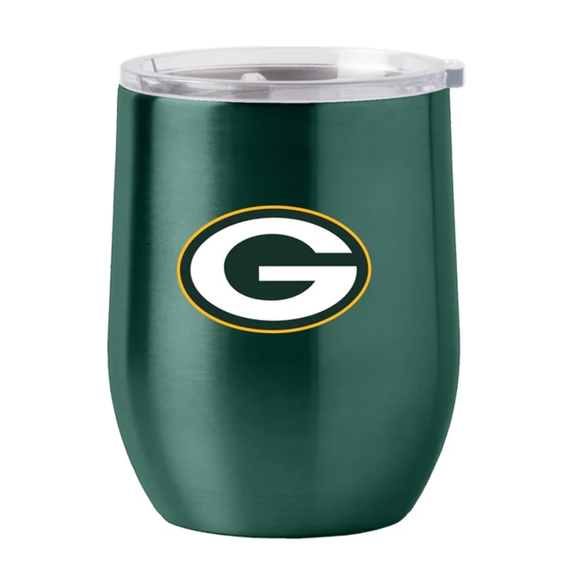 Logo Brands Green Bay Packers 16oz Stainless Steel Curved Travel Tumbler