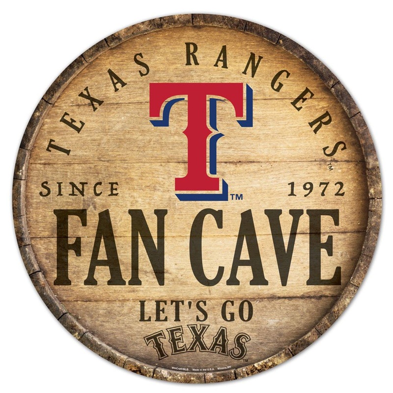 Wincraft Texas Rangers 14 Inch Round Barrel Top Design Wood Sign