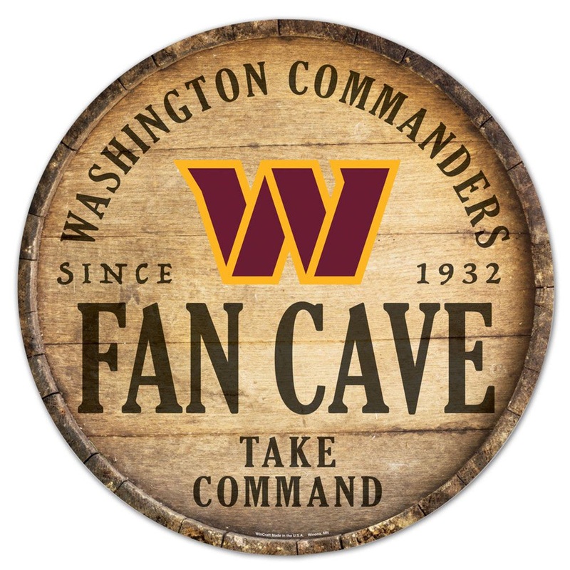 Wincraft Washington Commanders 14 Inch Round Barrel Top Design Wood Sign