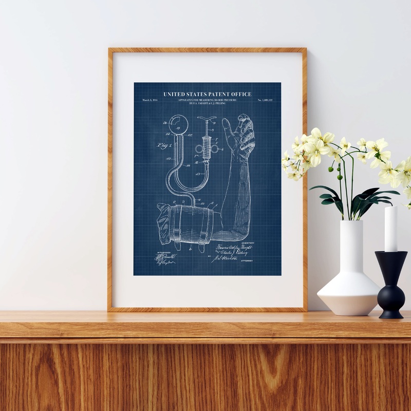 Blood Pressure Cuff Patent Wall Art – Blueprint