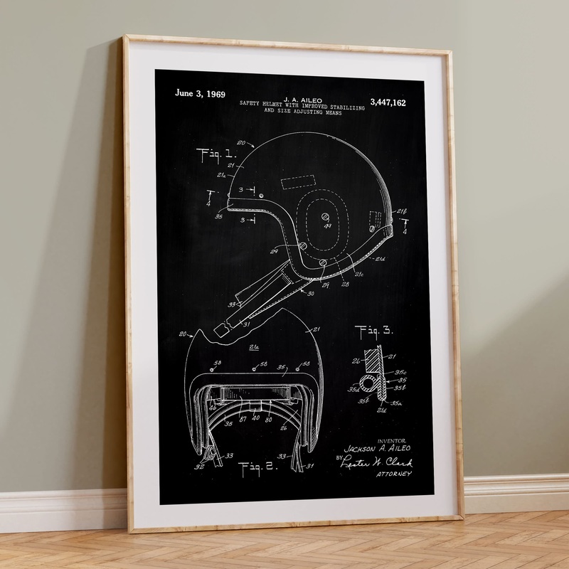 Football Helmet Patent Wall Art – Chalkboard