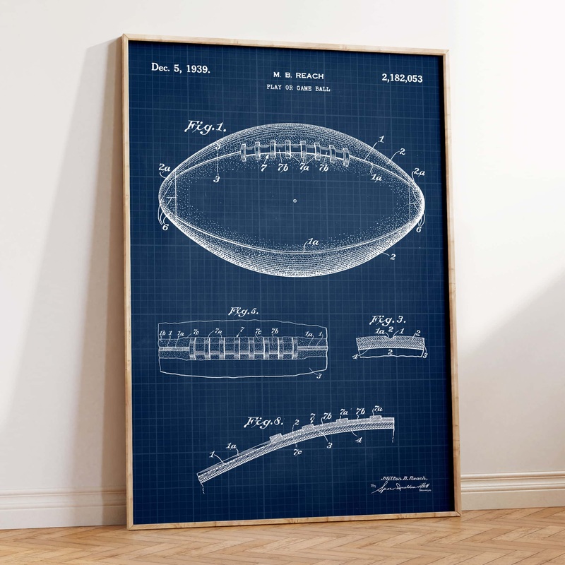 Football Patent Wall Art – Blueprint