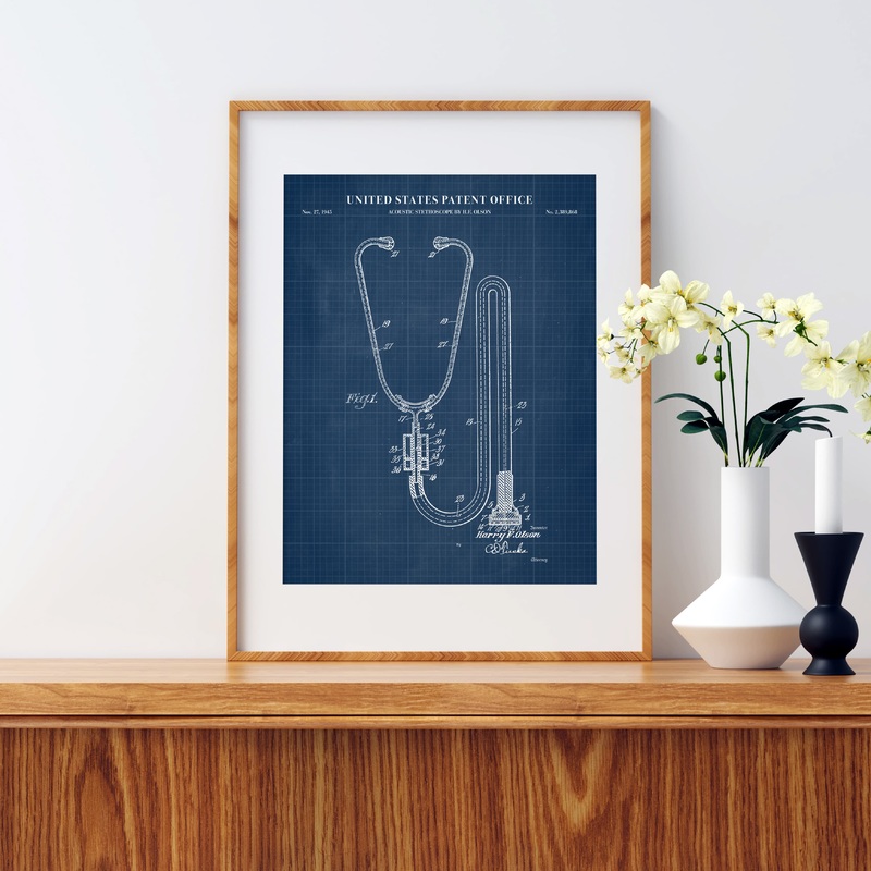 Stethoscope Patent Wall Art – Blueprint
