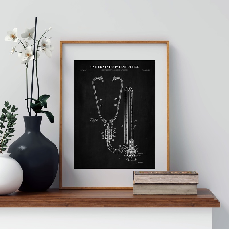 Stethoscope Patent Wall Art – Chalkboard